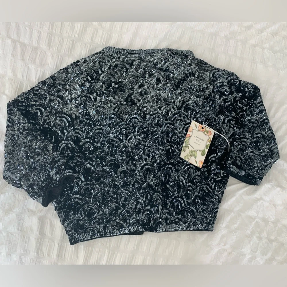 NWT vintage sequin bomber style zip jacket - size XS/S - Picture 3 of 6